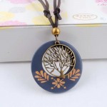 Maxi necklace Vintage necklaces pendants Women Jewelry Fashion choker necklace Alloy Life Tree Wooden Pendant Necklace Wood