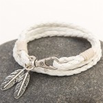 Mdiger Fashion Jewelry PU Leather Bracelets Charm Gift Bangles Multilayer Feather Bracelet Accessories Wedding Men Jewelry