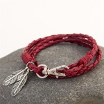 Mdiger Fashion Jewelry PU Leather Bracelets Charm Gift Bangles Multilayer Feather Bracelet Accessories Wedding Men Jewelry