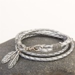 Mdiger Fashion Jewelry PU Leather Bracelets Charm Gift Bangles Multilayer Feather Bracelet Accessories Wedding Men Jewelry