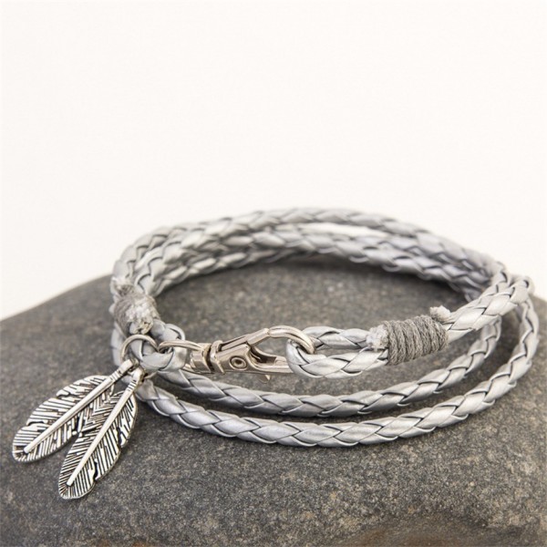 Mdiger Fashion Jewelry PU Leather Bracelets Charm Gift Bangles Multilayer Feather Bracelet Accessories Wedding Men Jewelry