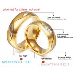 Meaeguet Couple Rings For Women Men Cubic Zirconia Wedding Ring Gold-Color Stainless Steel Female Jewelry