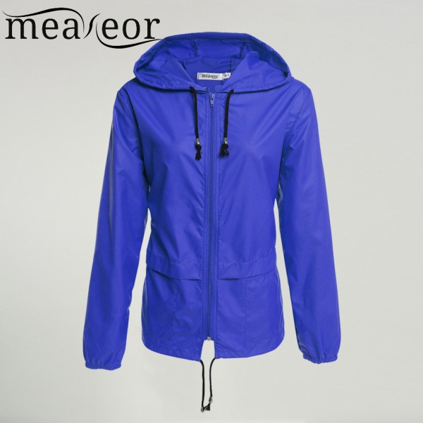 Meaneor autumn coat Women Hooded Jacket 2017 winter thin long sleeve Waterproof casual outcoat Outwear Plus size S,M,L,XL,XXL