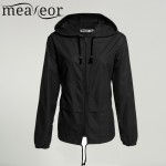 Meaneor thin trench coat for Women Hooded 2017 autumn winter 9 colors Lightweight Waterproof Sun protection casual coat Black