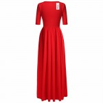 Meaneor women Elegant dress Women Casual Medium Sleeve Maxi dress Solid Party Long Full Dress