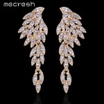 Mecresh 5 Colors Crystal Long Earrings for Women Eagle Black/Silver Color Bridal Drop Earrings Fashion Wedding Jewelry EH209