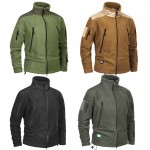 Mege Brand Clothing Coat Men Thicken Warm Military Army Fleece Jacket Patchwork Multi Pockets Polartec Men's Jacket and Coats