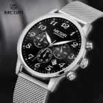 Megir Mens 24-Hour Chronograph Luminous Waterproof Stainless Steel Strap Quartz Watches Men Mans Luxury Dress Wristwatch 2022