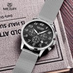 Megir Mens 24-Hour Chronograph Luminous Waterproof Stainless Steel Strap Quartz Watches Men Mans Luxury Dress Wristwatch 2022