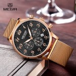 Megir Mens 24-Hour Chronograph Luminous Waterproof Stainless Steel Strap Quartz Watches Men Mans Luxury Dress Wristwatch 2022