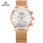 Megir Mens 24-Hour Chronograph Luminous Waterproof Stainless Steel Strap Quartz Watches Men Mans Luxury Dress Wristwatch 2022