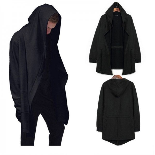 Men Hooded Hoodies Hip Hop Solid Long Sleeve Brand New Casual Black Men's Clothing and Sweatshirts Tracksuit Streetwear Cardigan