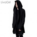 Men Hooded Jacket Black Gown Best Quality Hip Hop Mantle Hoodie Sweatshirts long Sleeves Cloak Coats Outwear Man Fashion