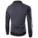 Men Hoodies Patchwork Leather Sleeve Fashion Hoodies Men Jacket Coat Brand Sweatshirt  Suit Pullover Tracksuits Masculino