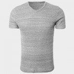 Men Plain V Neck T Shirts Waffle Fabric Basic Tee Shirts Luxury Short Sleeve Home Tops Minimalist Styling