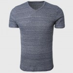 Men Plain V Neck T Shirts Waffle Fabric Basic Tee Shirts Luxury Short Sleeve Home Tops Minimalist Styling