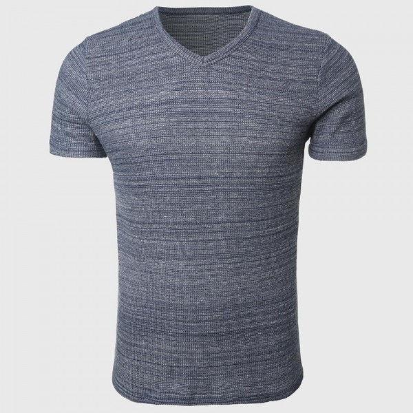 Men Plain V Neck T Shirts Waffle Fabric Basic Tee Shirts Luxury Short Sleeve Home Tops Minimalist Styling