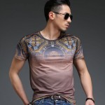 Men T Shirt 2016 Fashion Design Blue Khaki Plus 4XL 5XL Camisetas Hombre O Neck Skinny Fit Cotton High Quality Men Tshirt Homme