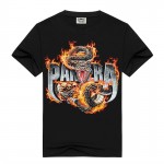 [Men bone] Men's short sleeve Black T-shirt Pantera Print Cotton T shirts for men Summer brand clothing Power Heavy metal