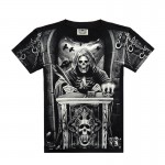 [Men bone] shirt men death skeleton figures rock t-shirts with Dragon/Wolf/skull/angel short sleeves cotton free shipping