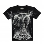 [Men bone] shirt men death skeleton figures rock t-shirts with Dragon/Wolf/skull/angel short sleeves cotton free shipping