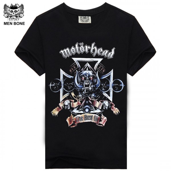 [Men bone] summer hip hop t shirt for men motorhead skull crime style print t-shirt men's cotton band t-shirt free shipping