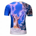 Men summer T-shirt Lightning cat 3d style 2016 fashion brand clothing camiseta hombre manga corta Free shipping