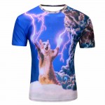 Men summer T-shirt Lightning cat 3d style 2016 fashion brand clothing camiseta hombre manga corta Free shipping