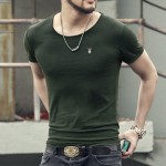 Men's T-Shirt Scoop Neck Men's All Sizes Slim Fit Cotton Very Saints Style High Quality  Casual T shirt Men Solid T-shirt Homme