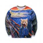 Men/Women New Styles 2016 Autumn Winters Europe Simple 3D Printing Painting Van Gogh O Neck Long Sleeves Sudaderas Top