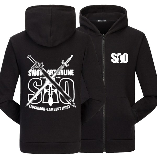 Mens Anime Fashion Winter Autumn Sword Art Online Hoody Black Gray Red White Color Sword Art Online Pullover Hoodies