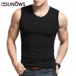 Mens Brand broad shoulders Summer Vest  Cotton O-Neck and V neck Slim fit fitness Bodybuilding tank tops Sleeveless Undershirts