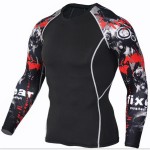 Mens Fitness 3D Prints Long Sleeves T Shirt Men Bodybuilding Skin Tight Thermal Compression Shirts MMA Crossfit Workout Top Gear