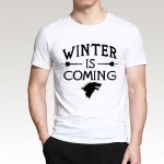 Mens Letter Printed Game of Thrones Winter Is Coming T-Shirt 2016 Summer Hip Hop Short Sleeve O-Neck Tee Fashion Streetwear Tops