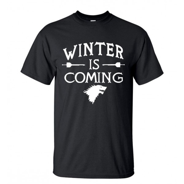 Mens Letter Printed Game of Thrones Winter Is Coming T-Shirt 2016 Summer Hip Hop Short Sleeve O-Neck Tee Fashion Streetwear Tops