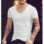 Mens T-Shirts V-Neck all size Brand saints 2016 t shirts Hip Hop solid Men Cotton Bamboo Slim Fit Short Sleeve Fitness Tee