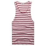 Mens Undershirt Tank Top Vest Sleeveless t shirt Top for men Fitness Summer Beach Bamboo cotton striped 2016 new