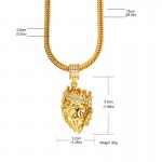 Mens' Hip Hop Jewelry Iced Out Gold Plated Fashion Bling Bling Lion Head Pendant Men Necklace Gold Filled For Gift Present NYUK