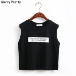 Merry Pretty woman tank top letter print crop tops women solid color sexy Tight Bustier Skinny T-Shirt Belly Casual Dance Tops