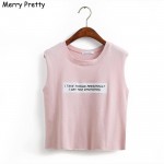 Merry Pretty woman tank top letter print crop tops women solid color sexy Tight Bustier Skinny T-Shirt Belly Casual Dance Tops