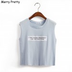 Merry Pretty woman tank top letter print crop tops women solid color sexy Tight Bustier Skinny T-Shirt Belly Casual Dance Tops