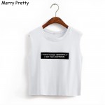 Merry Pretty woman tank top letter print crop tops women solid color sexy Tight Bustier Skinny T-Shirt Belly Casual Dance Tops