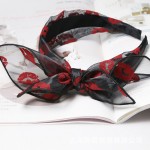 Metting Joura Bohemian Vintage Punk Red Lip Print Lace Big Double Bow Wide Headband Hairband Hair Accessories