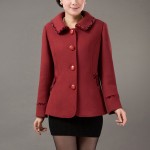 Middle-aged Wool Coat Solid Turndown Collar Mother Dress Fall And Winter Clothes Plus Size Short Cashmere Coat Female J024