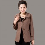 Middle-aged Wool Coat Solid Turndown Collar Mother Dress Fall And Winter Clothes Plus Size Short Cashmere Coat Female J024