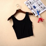 Mileegirl Summer Slim Render Short Top Women Sleeveless U Croptops Tank Tops Solid Black/White Crop Tops Vest Tube Top 7Color