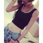 Mileegirl Summer Slim Render Short Top Women Sleeveless U Croptops Tank Tops Solid Black/White Crop Tops Vest Tube Top 7Color