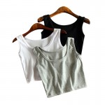 Mileegirl Summer Slim Render Short Top Women Sleeveless U Croptops Tank Tops Solid Black/White Crop Tops Vest Tube Top 7Color