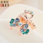 Mini Cute Crab For Hair Trendy Flower Butterfly ULET Hair Clip Rhinestone Claws Imitation Crystal Simulated Decorated  Metal