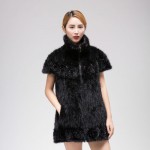 Mink knitted coat  The real fur knitted jacket Stylish Lapel bat sleeve  A woman with flowers in winter warm clothing L-4XL